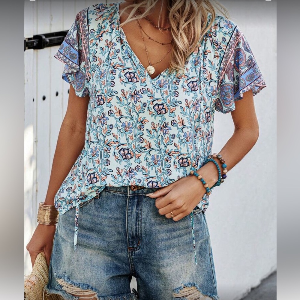 Boho floral print blouse - Picture 6 of 8